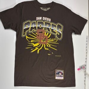 Mitchell & Ness San Diego Padres EARTHQUAKE Graphic Tee - Brown and Yellow